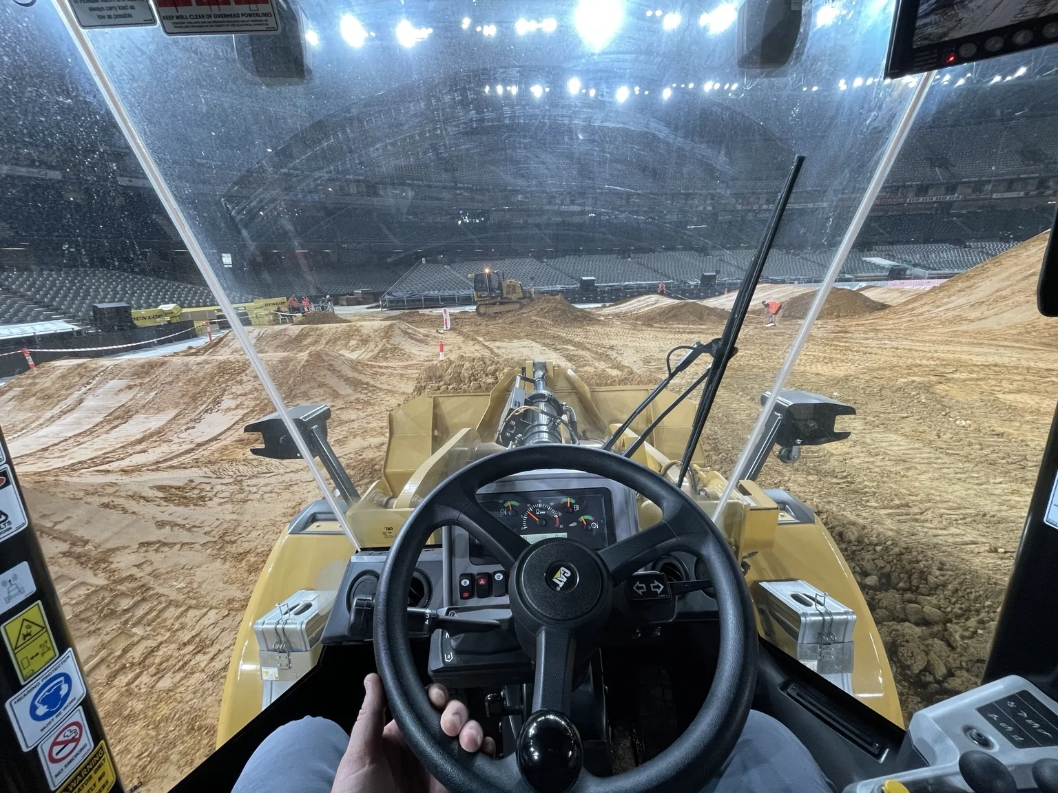 Track building from machine cab